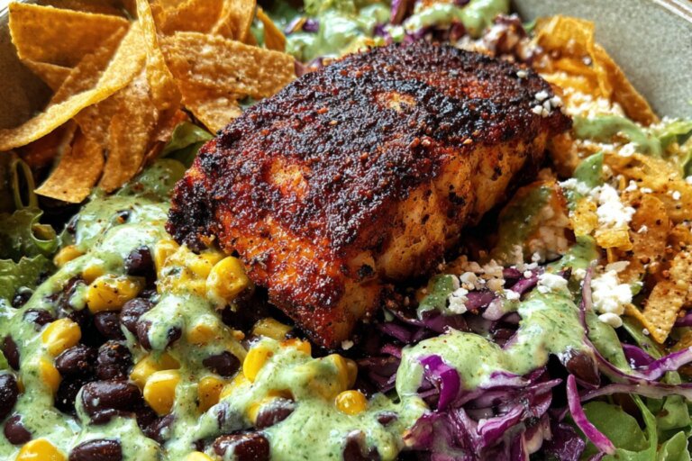 Fish Taco Salad with Cilantro Lime Dressing