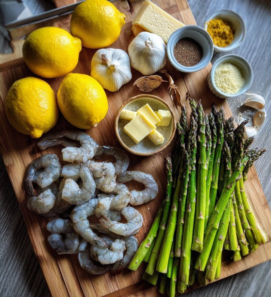 Sheet Pan Lemon Garlic Butter Shrimp & Asparagus