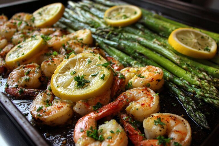 Sheet Pan Lemon Garlic Butter Shrimp & Asparagus
