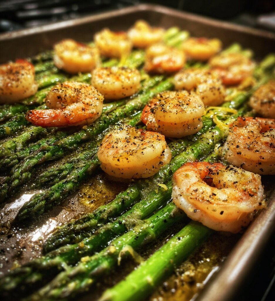 Sheet Pan Lemon Garlic Butter Shrimp & Asparagus