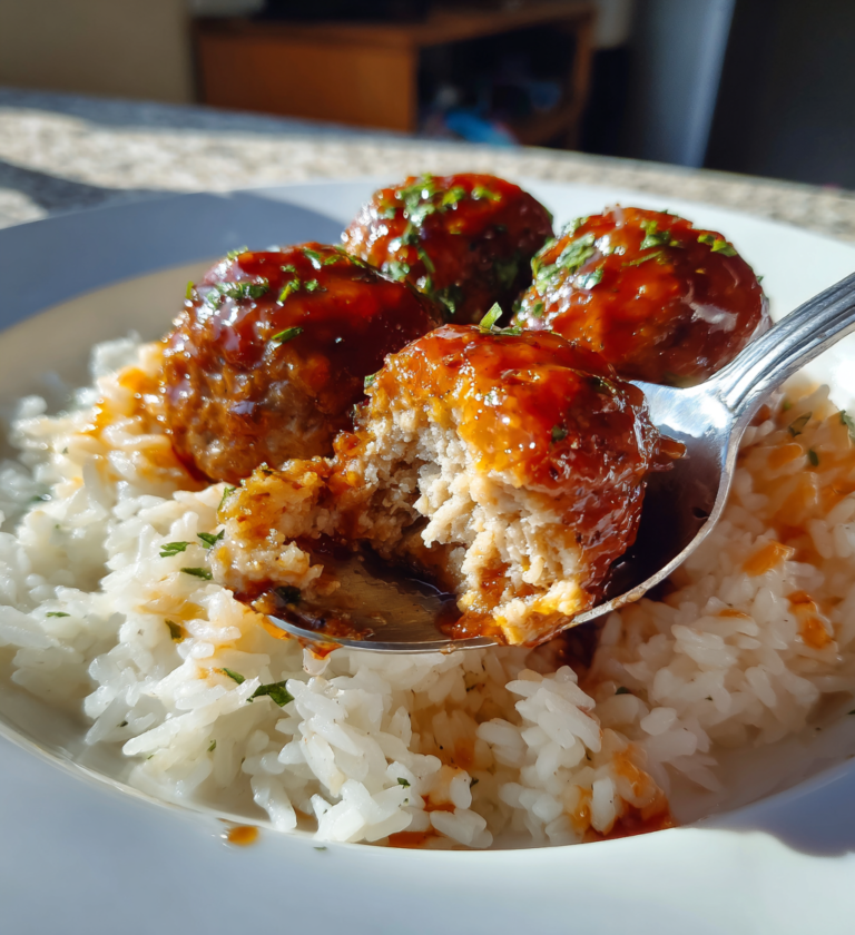 Honey Garlic Meatball Rice Bake: 1 Pan Divine Dinner