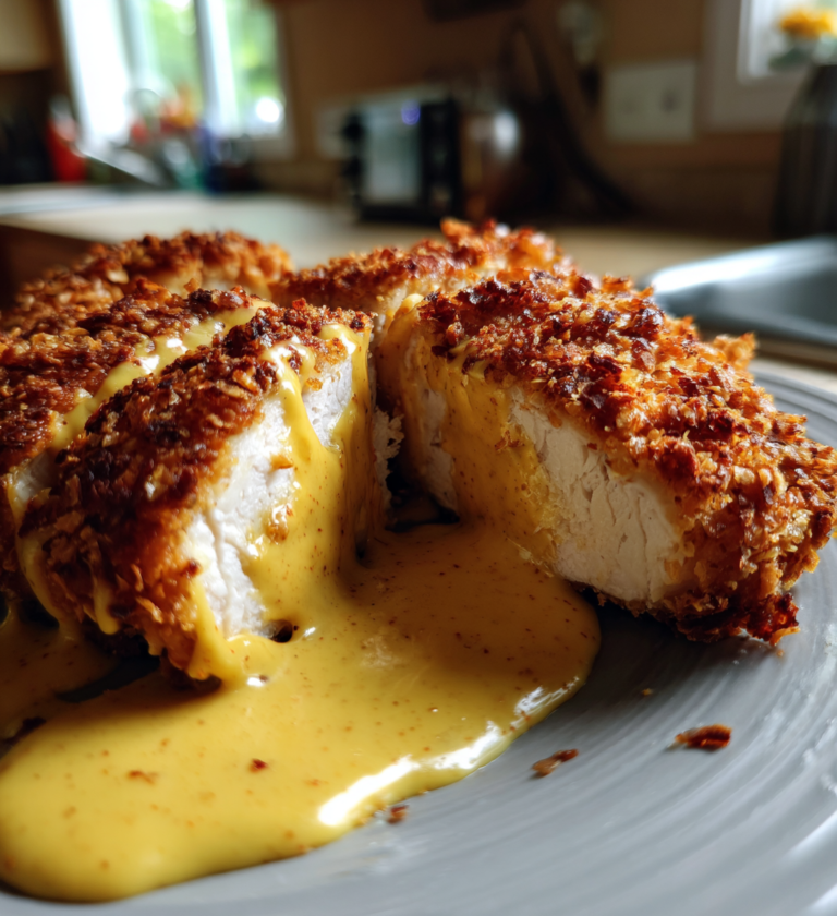 Pretzel Chicken with Mustard Cheddar Sauce: 1 Epic Win