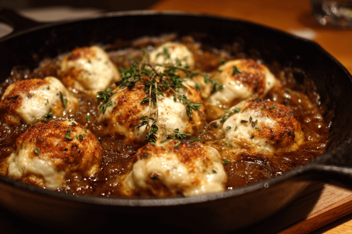 French Onion Chicken Meatballs