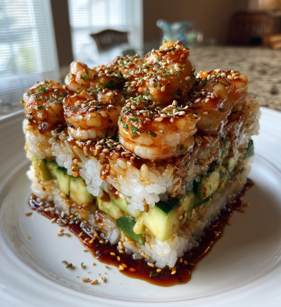 Spicy shrimp sushi stacks: Incredible 15 minute meal