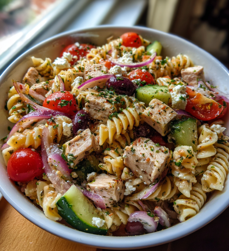 Mediterranean chicken pasta salad: 20-min divine meal