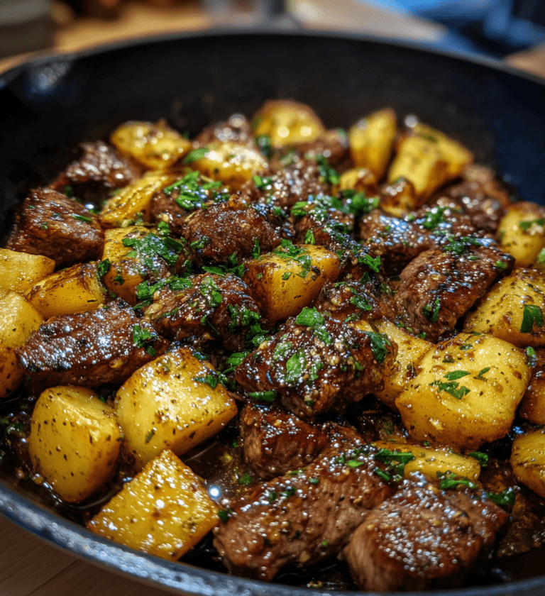 Garlic Butter Steak Bites and Potatoes: 1 Pan Bliss