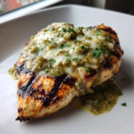 Grilled chicken breast topped with melted pepper jack cheese and fresh salsa verde.