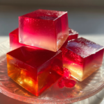 Vibrant red gelatin cubes for Dr. Oz’s joint pain relief recipe.