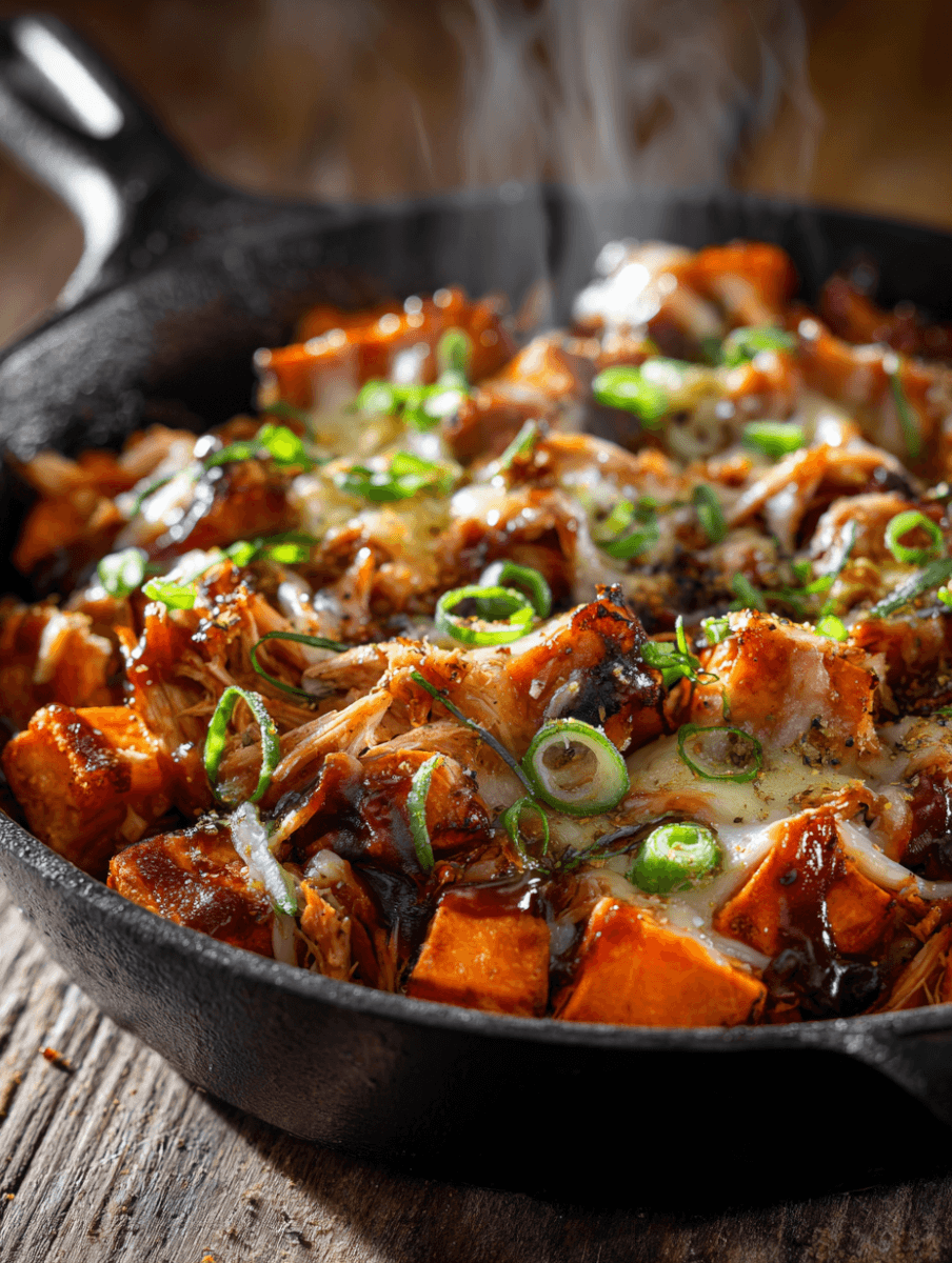 1 Best Sweet Potato Skillet with BBQ Chicken & Cheese