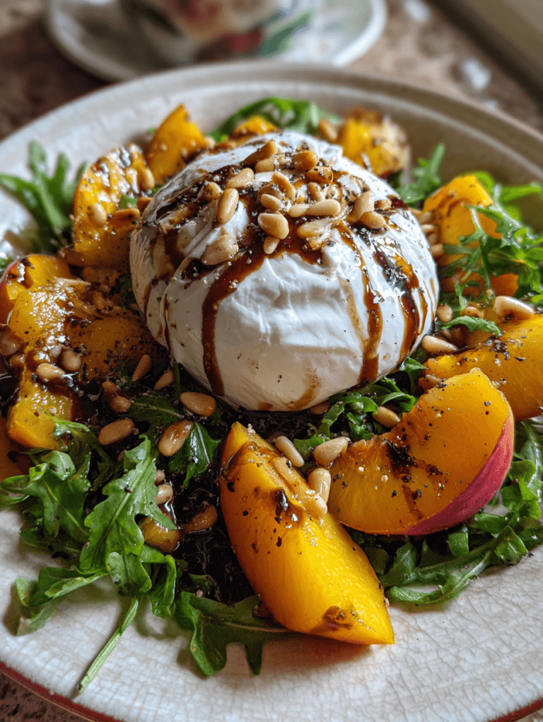 Peach Burrata Salad with Balsamic Drizzle: 5-Min Bliss