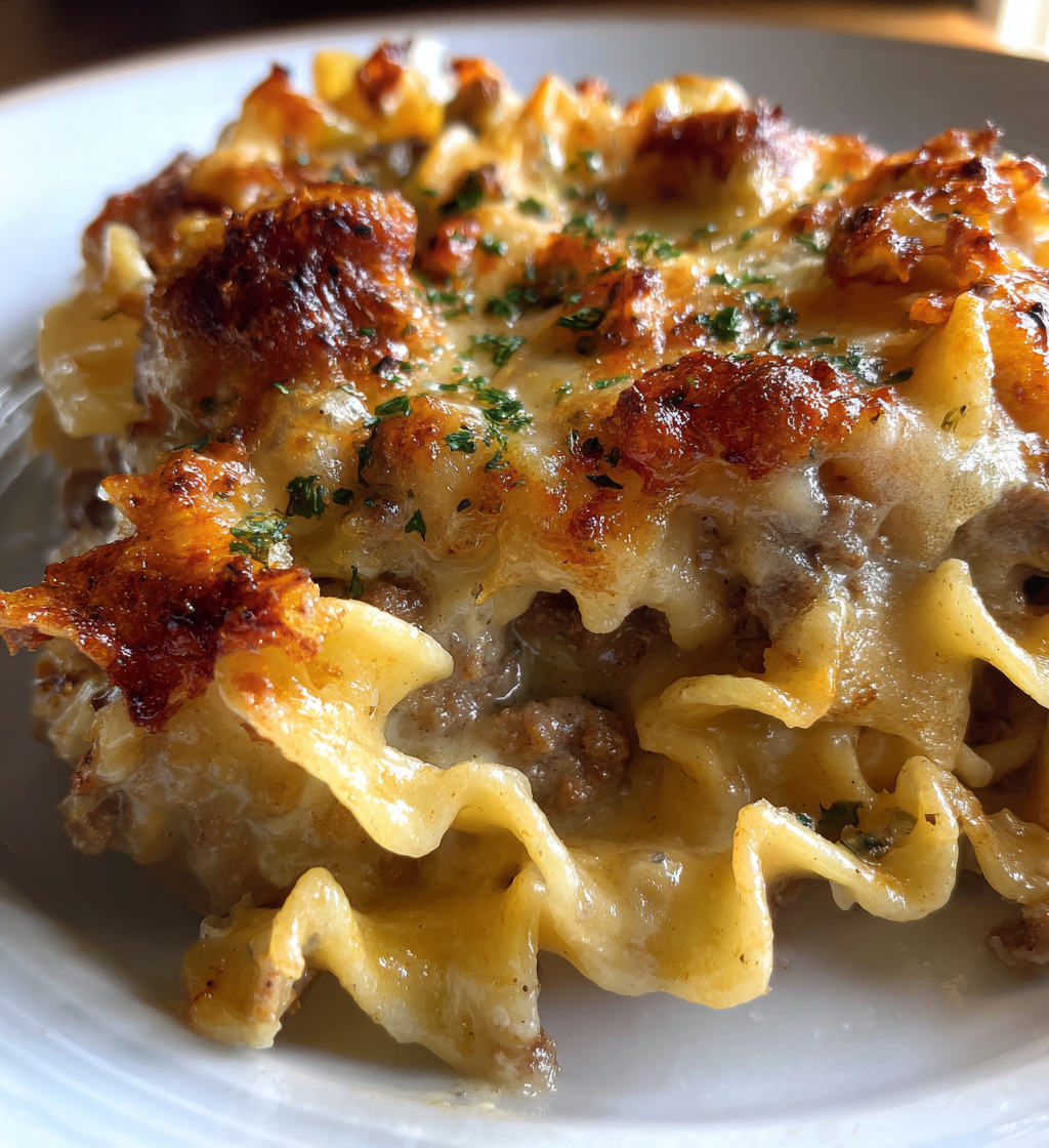 Hearty Beef Sour Cream Noodle Casserole
